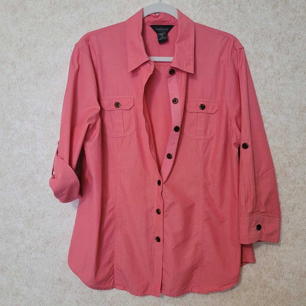 Pink Womens Button Shirt Van Heusen Size XL